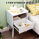 White Nightstand Modern Solid Wooden Open Shelf Bedside Table with One Storage Drawer and Solid Legs for Living Room Bedroom Apartment Easy Assembly