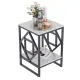 Sleek White Marble Side Table Sofa End Table Bedside Nightstand w Durable Frame