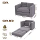 Artiss 2 Seater Corduroy Convertible Sofa Bed Pull Out Boneless Couch Grey