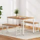Artiss Dining Table and Chairs Set 3PCS Metal Desk Bench Sets Kitchen Furniture