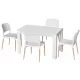 1 Artiss Dining Table and 4 Chairs Set White Wood