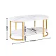 Artiss Coffee Table 2 Tier Oval Marble Finish Storage Shelf Metal Frame Center Table Living Room 100x50x45cm White & Gold