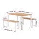 Artiss Dining Table and Chairs Set 3PCS Metal Desk Bench Sets Kitchen Furniture