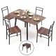 Artiss Dining Table and Chairs Set 5pcs with Extendable 60-120cm Drop-Leaf Table Brown