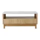 Artiss Coffee Table Drawer Shelf Marble Effect Wood&White