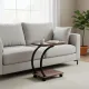 C-Shaped Corner End Table with Wheels Sofa Side