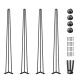 4 Pack Hairpin Table Legs 101.6cm Black Heavy Duty 3 Rod Carbon Steel Furniture Legs for Desk Dining Table Bench End Table DIY Each Supports 99.8kg