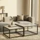 Interior Ave - Ciest Square Nested Coffee Table Set - White Marble Stone
