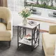 Sleek White Marble Side Table Sofa End Table Bedside Nightstand w Durable Frame