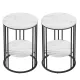 Artiss Set of 2 Side Table Coffee Table 2-Tier Round Marble Effect