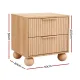 Artiss 2x Bedside Table Round Legs 2 Drawers Pine