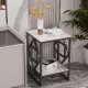 Sleek White Marble Side Table Sofa End Table Bedside Nightstand w Durable Frame
