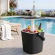 Gardeon 2-in-1 Outdoor Bar Table Portable Wine Cooler 15L Ice Bucket Tong Black