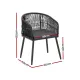 Gardeon 2PC Outdoor Dining Chairs Wicker Chair Patio Furniture Garden Steel Black