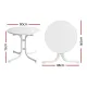 Gardeon Outdoor Side Table 80cm Folding Steel Round Bistro Desk Cafe Patio Furniture White