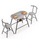 Artiss Oval Dining Table Set 3PC Space-Saving Bistro Kitchen Storage Wine Rack Grey