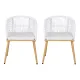 Gardeon 2PC Outdoor Dining Chairs Wicker Chair Patio Furniture Garden Steel White