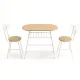 Artiss Oval Dining Table Set 3PC Space-Saving Bistro Kitchen Storage Wine Rack Natural White