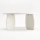 Artiss Round Coffee Table High-Gloss Center Table Minimalist Living Room Furniture 78x35cm Cream White