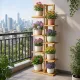 6 Tiers Vertical Bamboo Plant Stand Staged Flower Shelf Rack Outdoor Garden