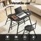 Artiss Dining Table Set 3PC Bistro Kitchen Storage Wine Rack Black Marble Style
