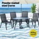 Gardeon 120CM Outdoor Dining Table Steel Parasol Hole Desk Patio Furniture Black