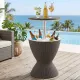 Gardeon Outdoor Bar Table Portable Ice Bucket Cooler 30L Adjustable Top Brown