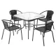 Gardeon Outdoor Dining Set 5 Piece Steel Stackable Chairs Table Patio Furniture