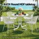 Gardeon Outdoor Side Table 80cm Folding Steel Round Bistro Desk Cafe Patio Furniture White
