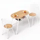 Artiss Oval Dining Table Set 3PC Space-Saving Bistro Kitchen Storage Wine Rack Natural White