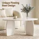 Artiss Round Coffee Table High-Gloss Center Table Minimalist Living Room Furniture 78x35cm Cream White