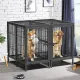 Giant Dog Cage Indoor Outdoor Super-Hard Metal Kennel Pet Playpen W Tray & Divider