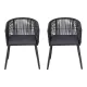 Gardeon 2PC Outdoor Dining Chairs Wicker Chair Patio Furniture Garden Steel Black