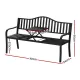 Gardeon Outdoor Garden Bench Seat Loveseat Steel Foldable Table Patio Furniture Black