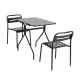 Gardeon 3PC Outdoor Bistro Set Patio Furniture Steel Table and Chairs Black