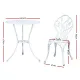 Gardeon 3PC Outdoor Setting Bistro Set Chairs Table Cast Aluminum Patio Furniture Tulip White