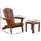 Gardeon 3PC Adirondack Outdoor Table and Chairs Wooden Foldable Beach Chair Brown