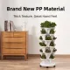 Beige 3-Tier Stackable Strawberry & Vegetable Planter with Mobile Wheel Tray - Space-Saving Vertical Gardening System