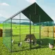 Heavy Duty Large Black Metal Walk-In Chicken Run Coop with Cover, 276x207x300cm