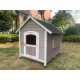 YES4PETS XL Timber Pet Dog Kennel House Puppy Wooden Timber Cabin With Door Grey