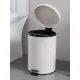 5L Round Lidded Trash Can Foot Pedal Garbage Bin for Kitchen Bathroom Hotel-White