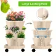 Beige 3-Tier Stackable Strawberry & Vegetable Planter with Mobile Wheel Tray - Space-Saving Vertical Gardening System