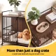i.Pet 2-in-1 Wooden Dog Crate 99cm Pet Cage Furniture End Table Wheels Black